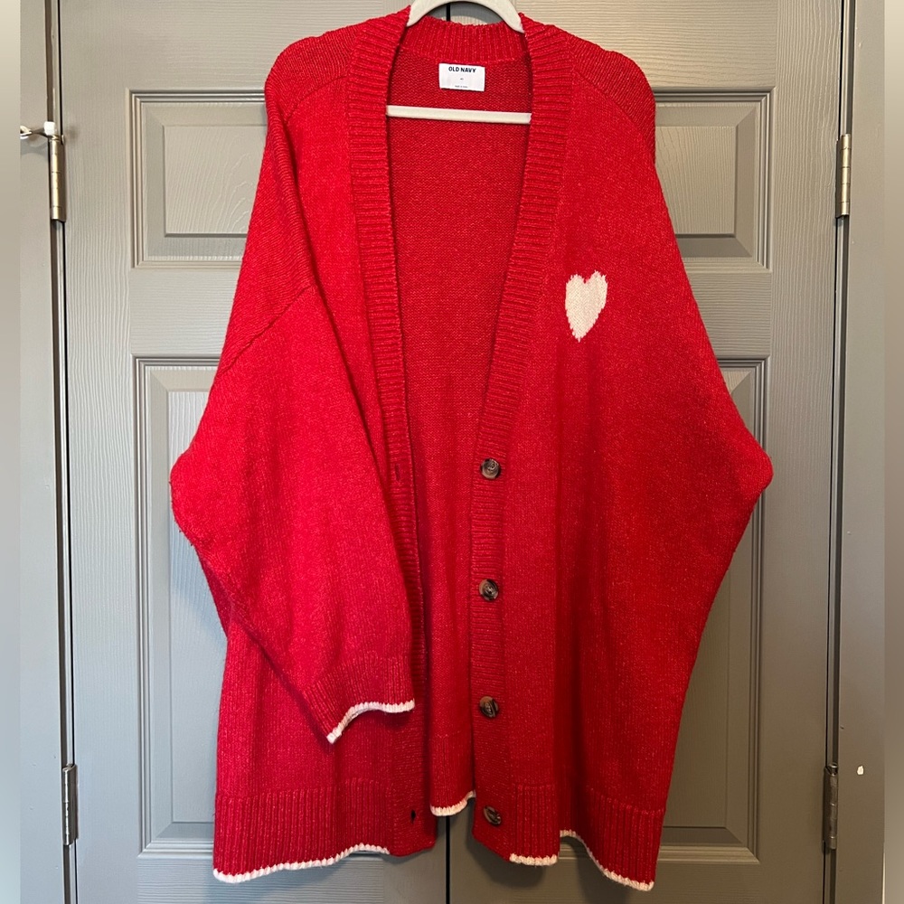 Old Navy Red Heart Cardigan